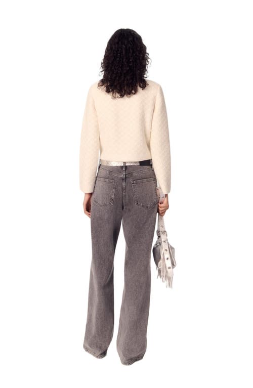 Maje Short Tweed-effect Cardigan In Ecru