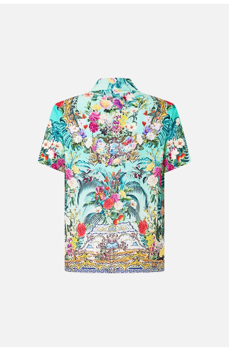 Hotel Franks By Camilla Short Sleeve Camp Collared Shirt Gardens Of Queluz, Alternate, color, Gardens Of Queluz