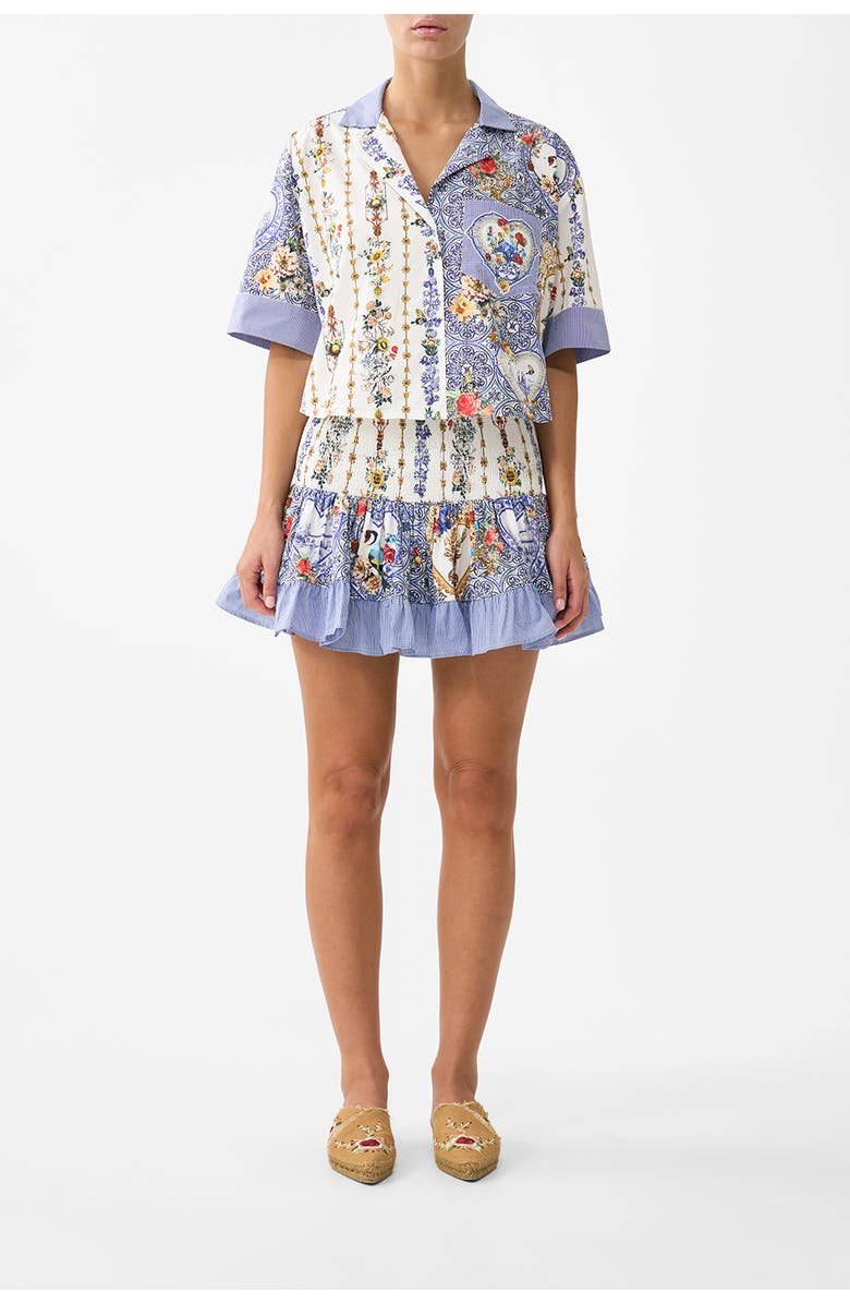 Camilla Short Shirred Skirt, Main, color, The Pottery Parlour