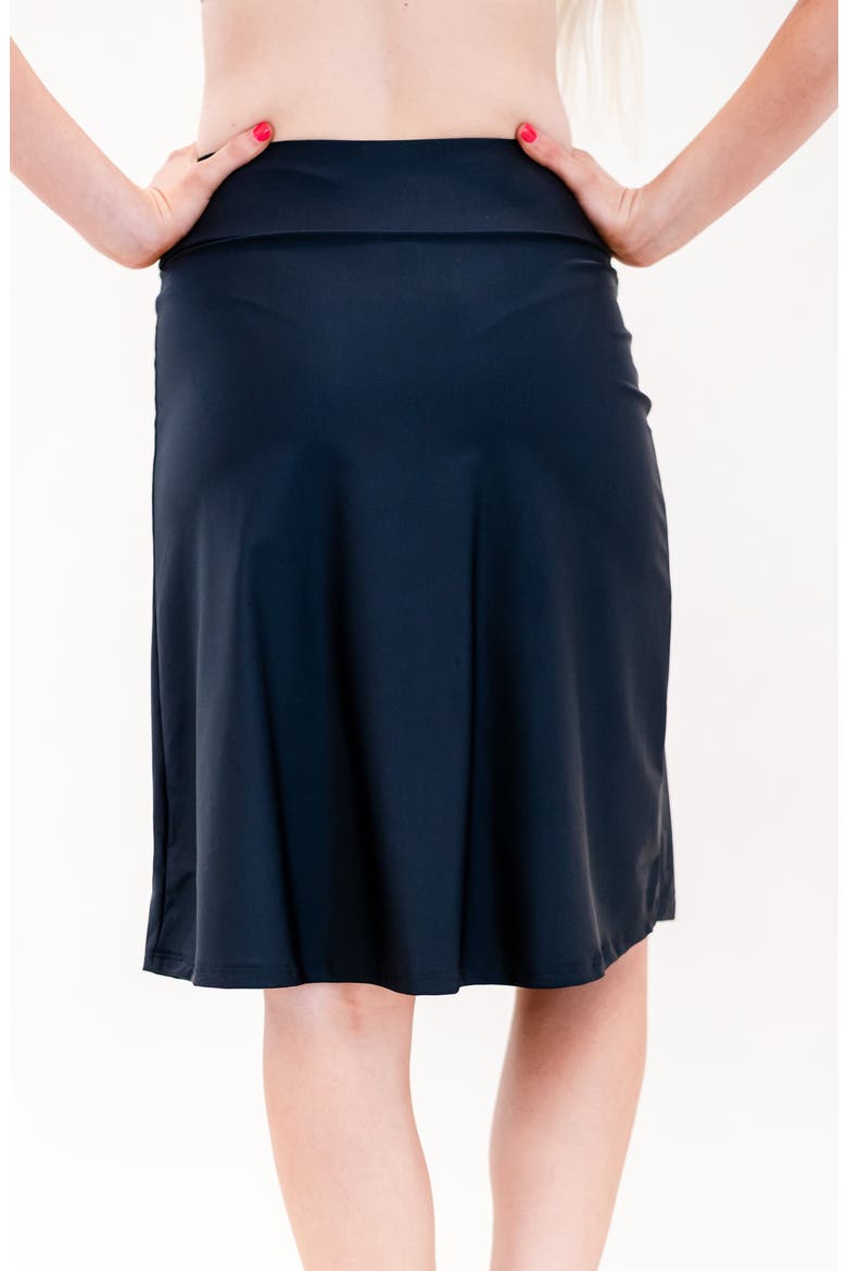 Knee Length Swim Skort With Bike Shorts, Alternate, color, Black