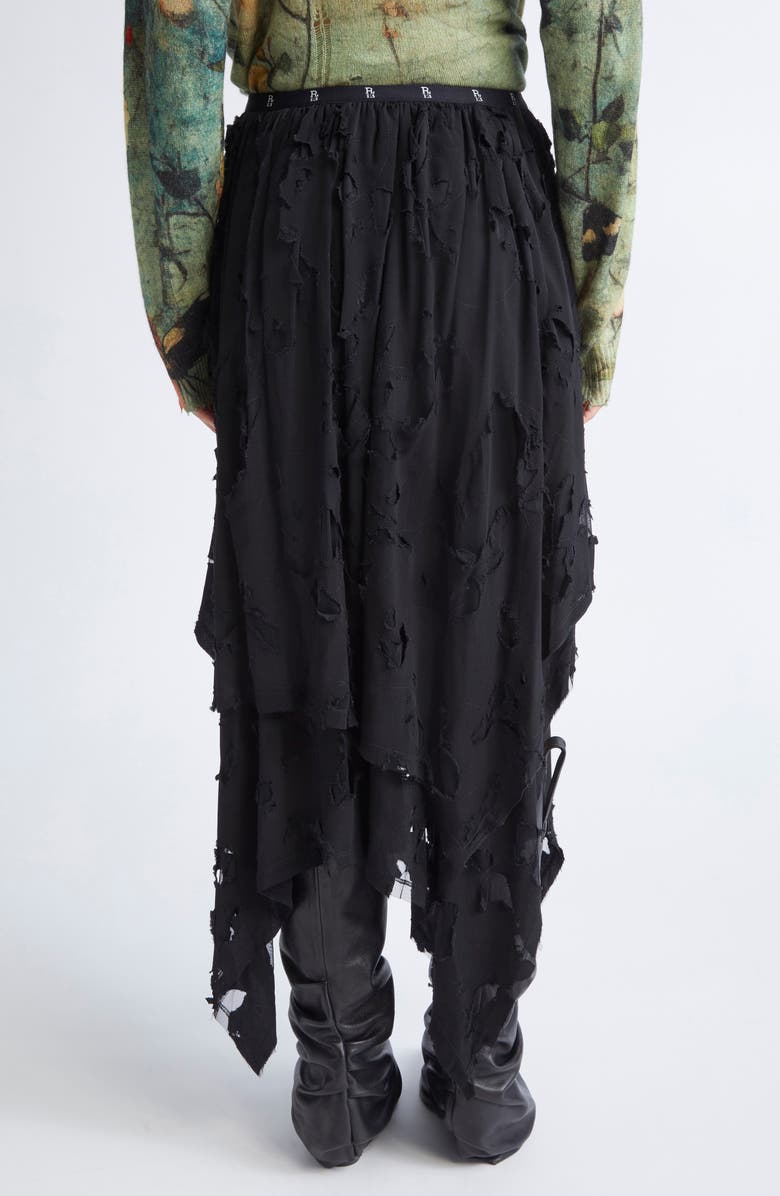 R13 Ripped Handkerchief Midi Skirt, Alternate, color, Black