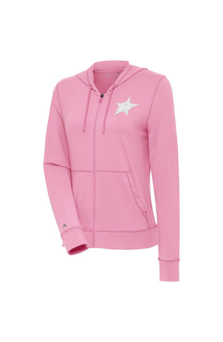 ANTIGUA Women's Antigua Coral Dallas Stars White Logo Advance Full-Zip Hoodie, Main, color, 