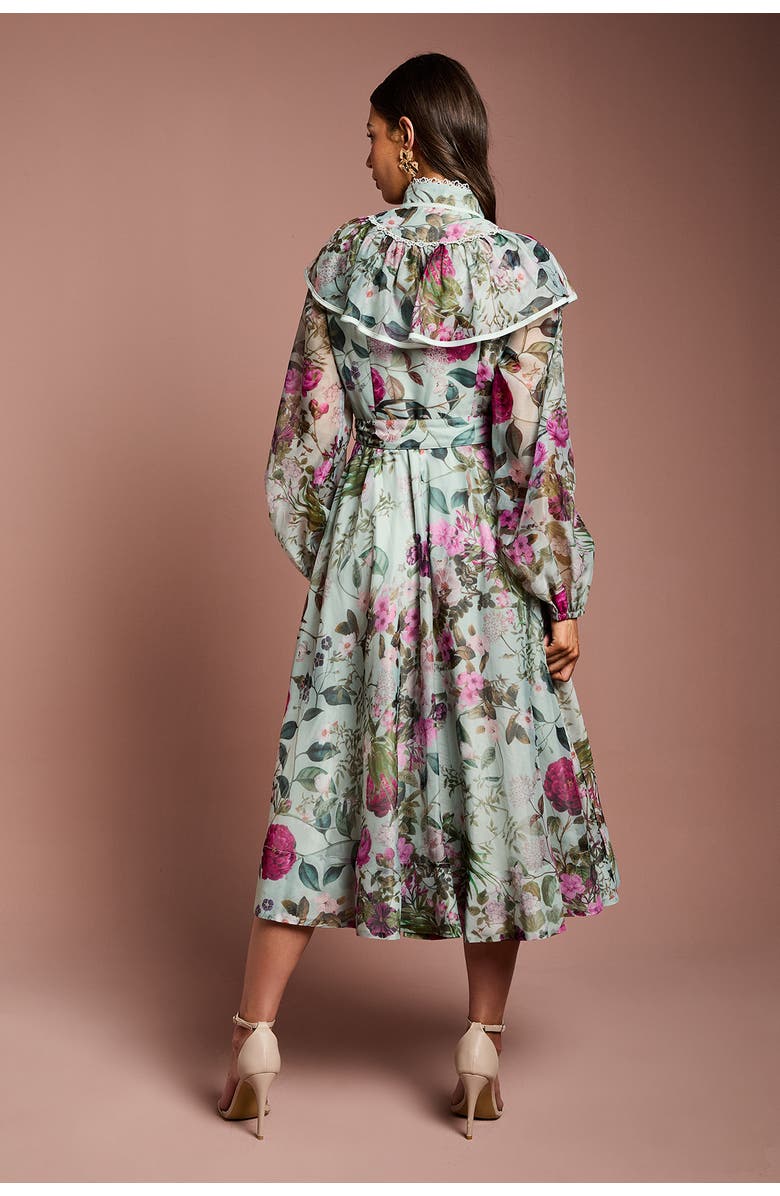 Coast Long Sleeve Printed Organza Shirt Dress, Alternate, color, Sage