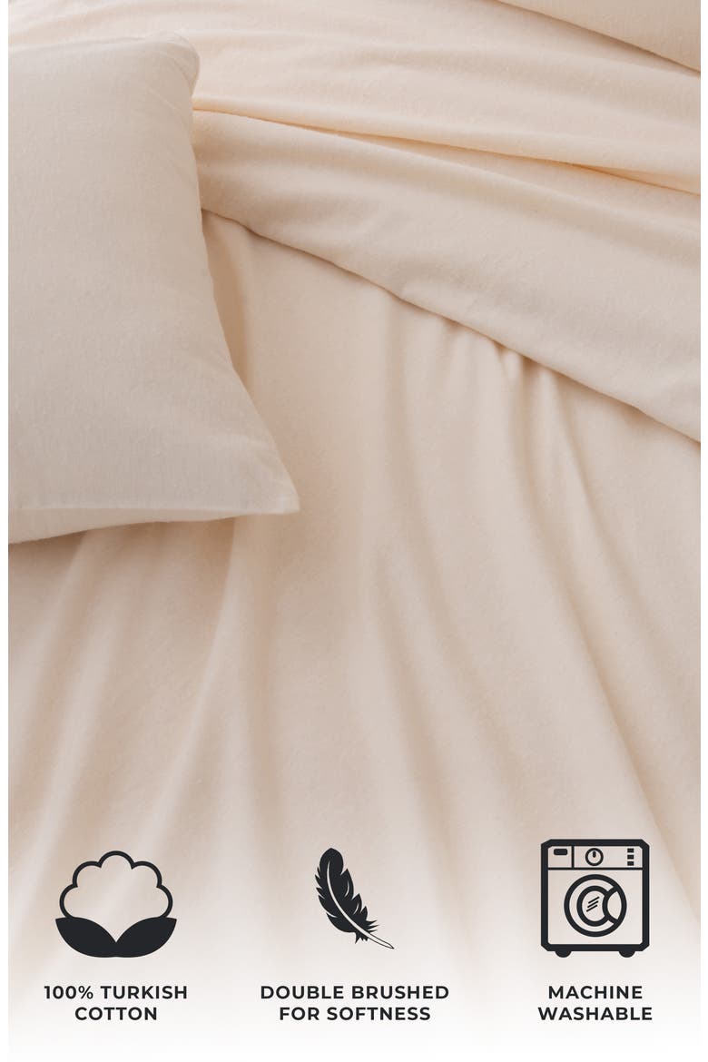 Turkish Cotton Solid Flannel Sheet Set, Alternate, color, PRISTINE IVORY