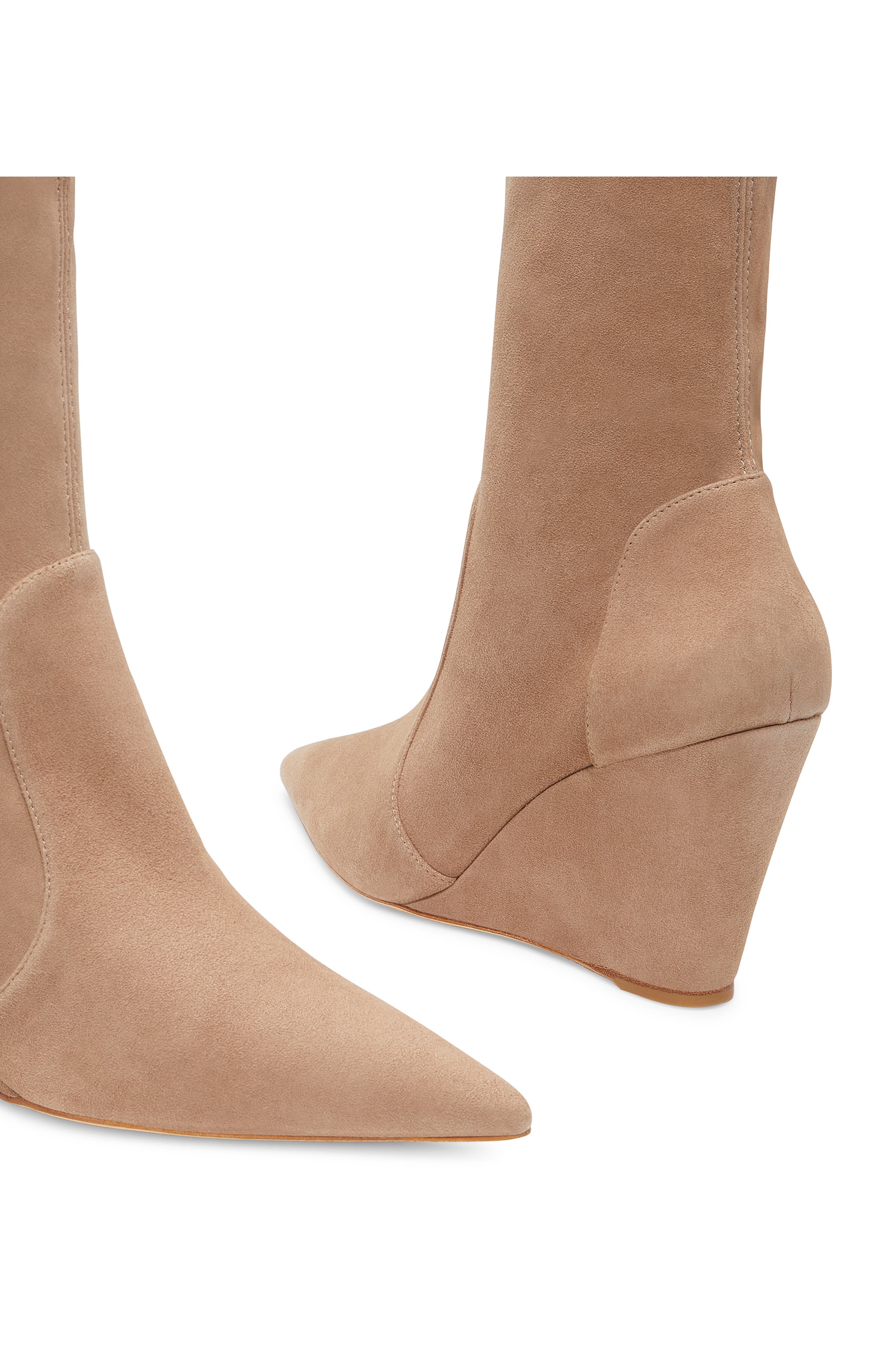 Stuart Wedge 85 Pointed Toe Sock Bootie, Alternate, color, CASHMERE