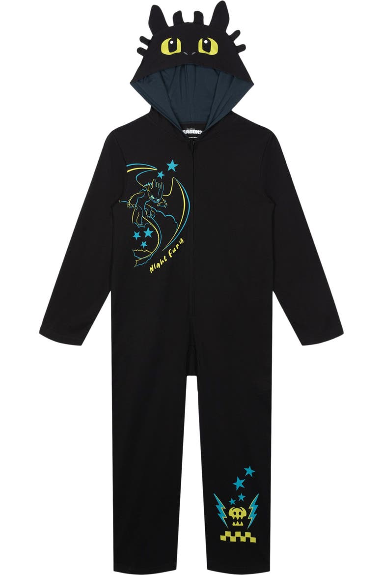 How to Train Your Dragon Toothless Hooded One Piece Coverall, Main, color, Toothless Charcoal