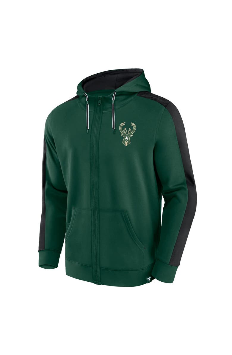 FANATICS Men's Fanatics Branded Hunter Green Milwaukee Bucks Rainbow Shot Full-Zip Hoodie, Alternate, color, 