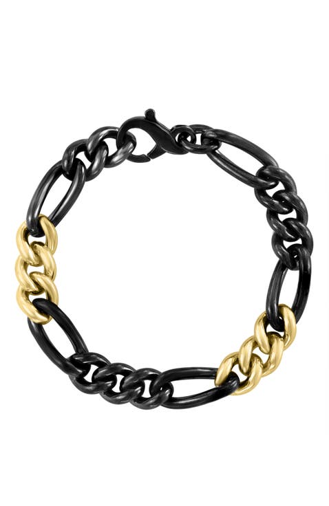 Two-Tone Sculpted Chain Bracelet in Sterling Silver