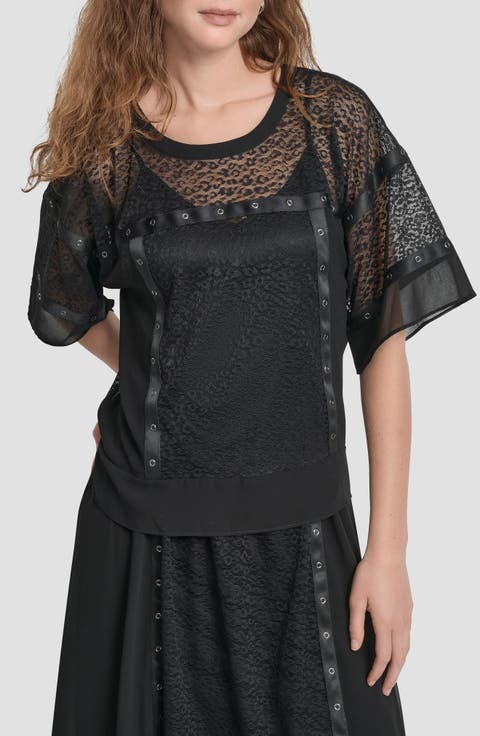 Flowy Leopard Mesh Boxy Top