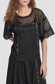 DKNY Flowy Leopard Mesh Boxy Top