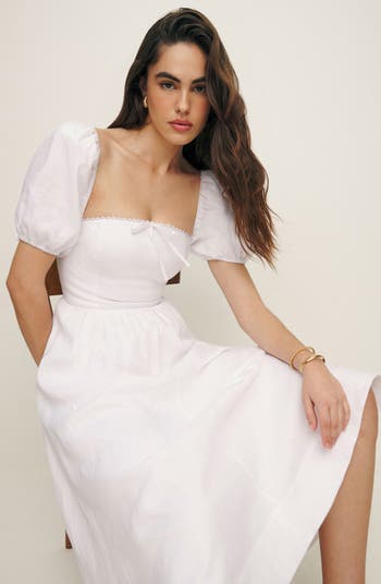 Marella Puff Sleeve Linen Dress