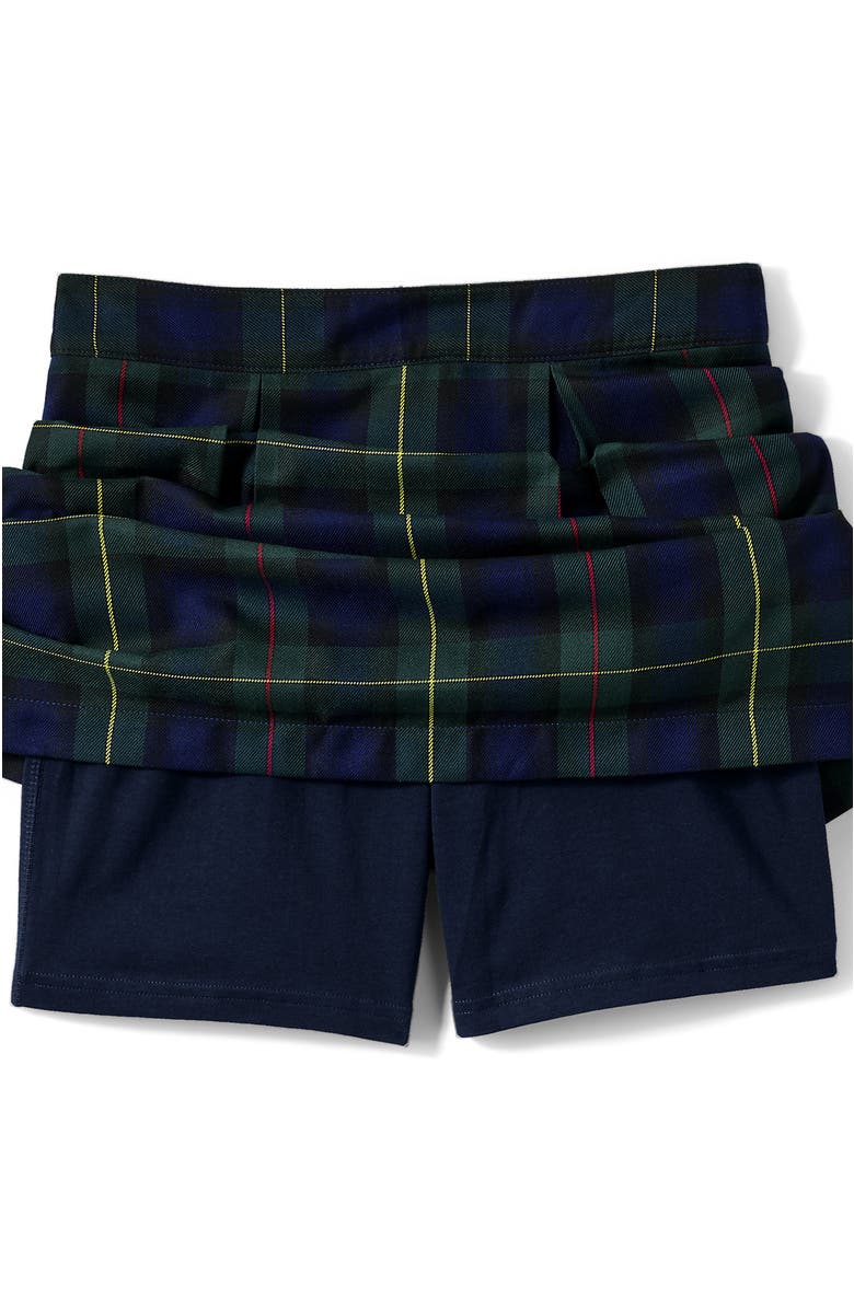 Lands' End School Uniform  Plaid Skort Top of Knee, Alternate, color, Hunter/Classic Navy Plaid