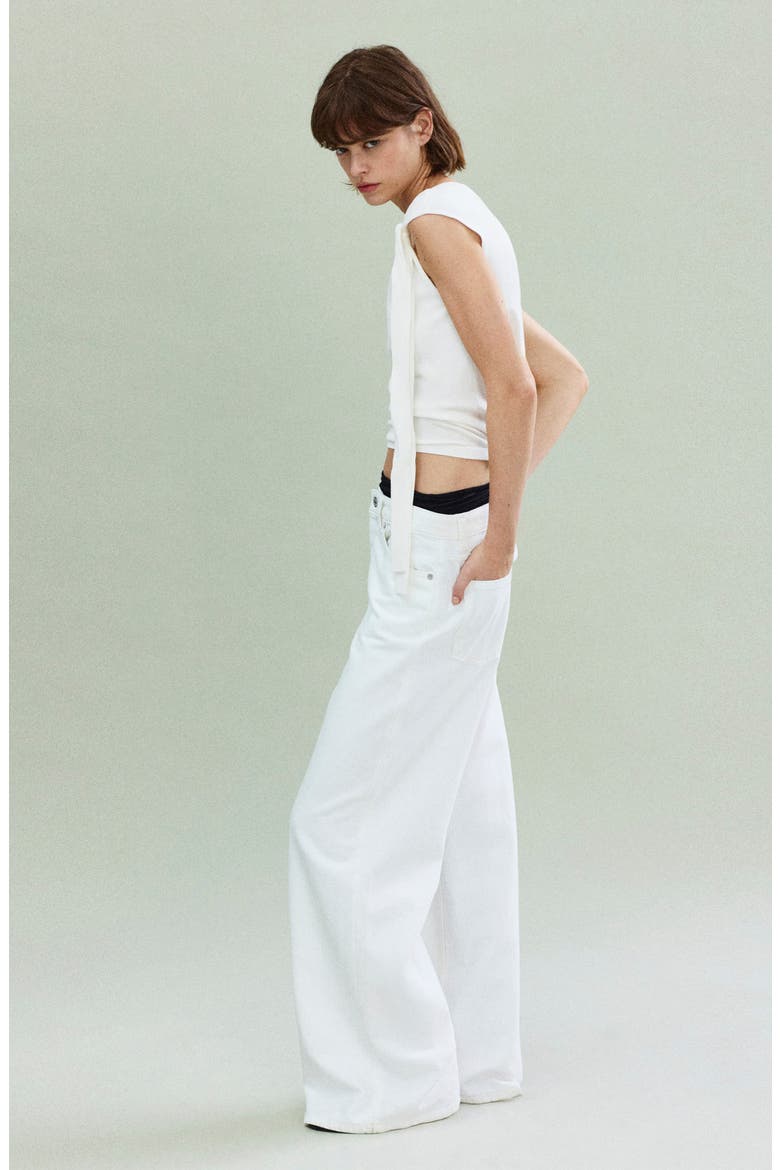Tie Cap Sleeve Sweater, Alternate, color, WHITE