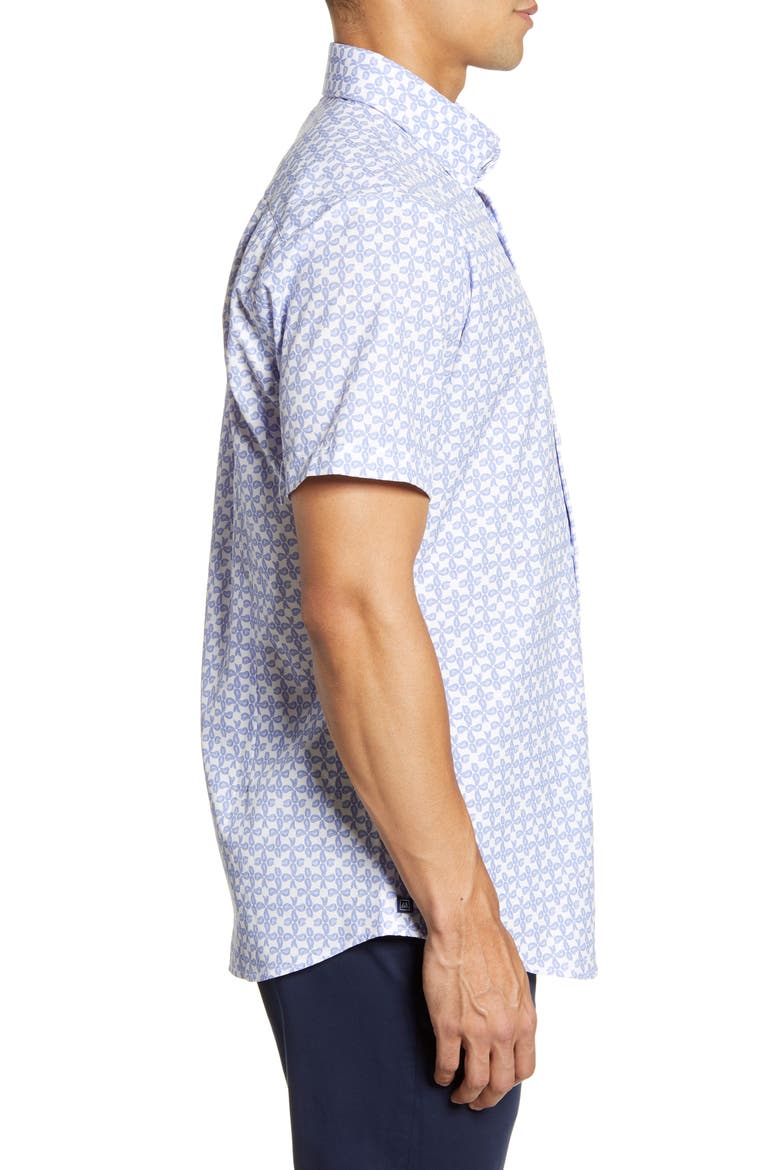 Mizzen + Main Leeward Trim Fit Paisley Short Sleeve Button-Up Performance Shirt, Alternate, color, NAVY PAISLEY PRINT