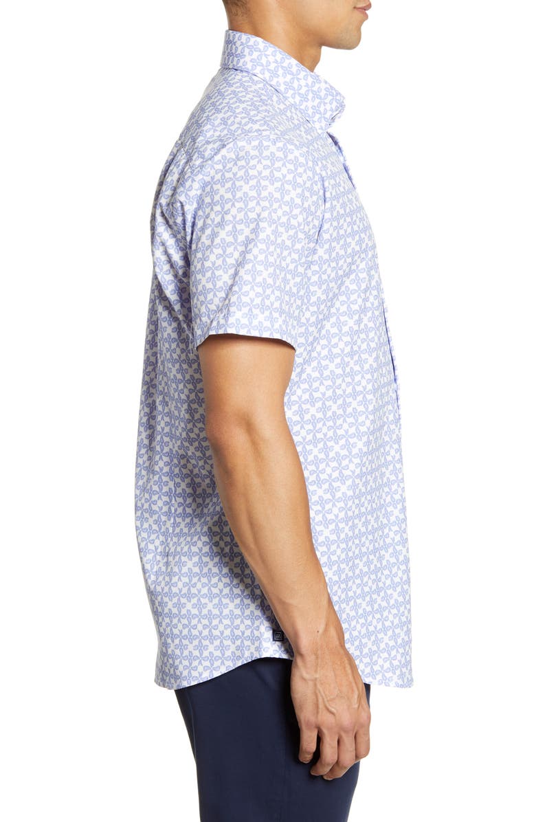 Mizzen+Main Mizzen + Main Leeward Trim Fit Paisley Short Sleeve Button-Up Performance Shirt, Alternate, color, 