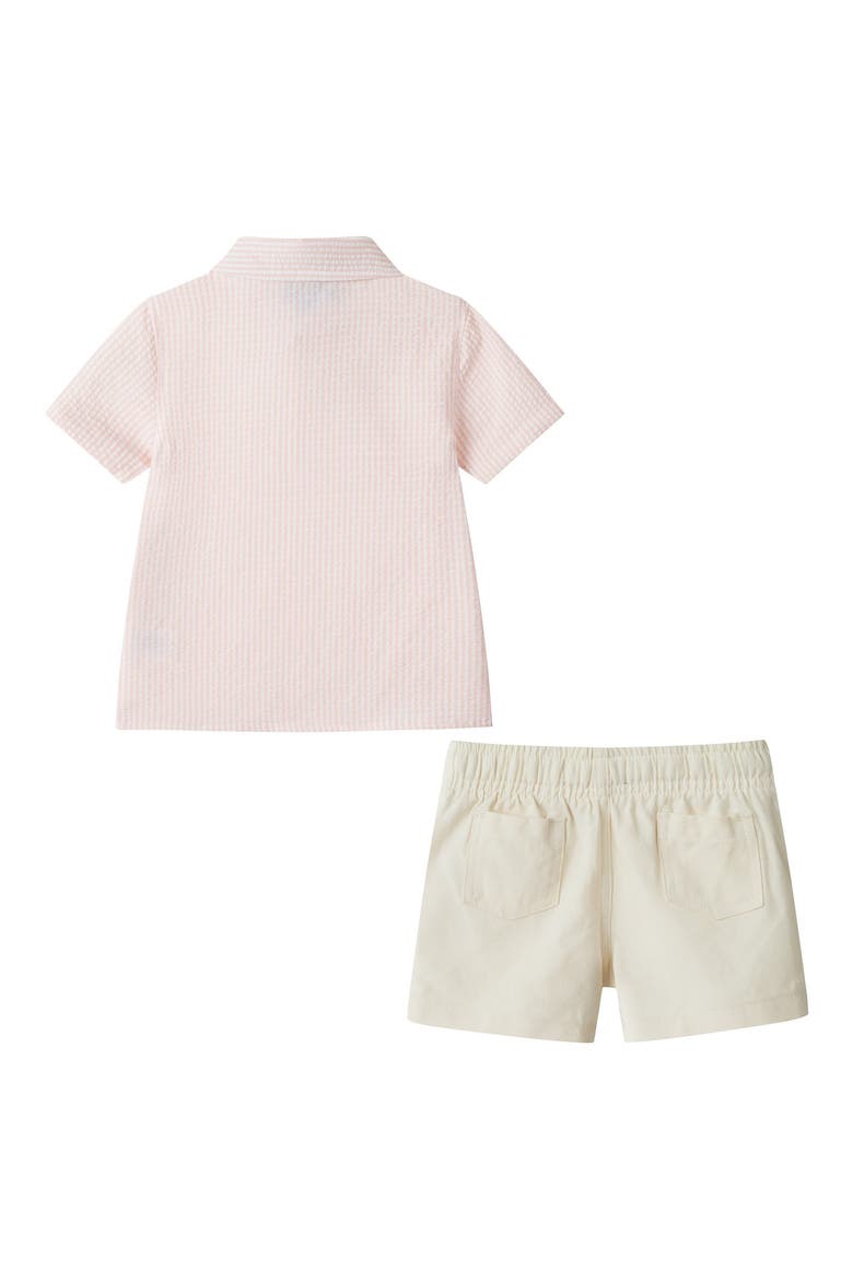 Polo & Shorts Set, Alternate, color, CORAL STRIPE