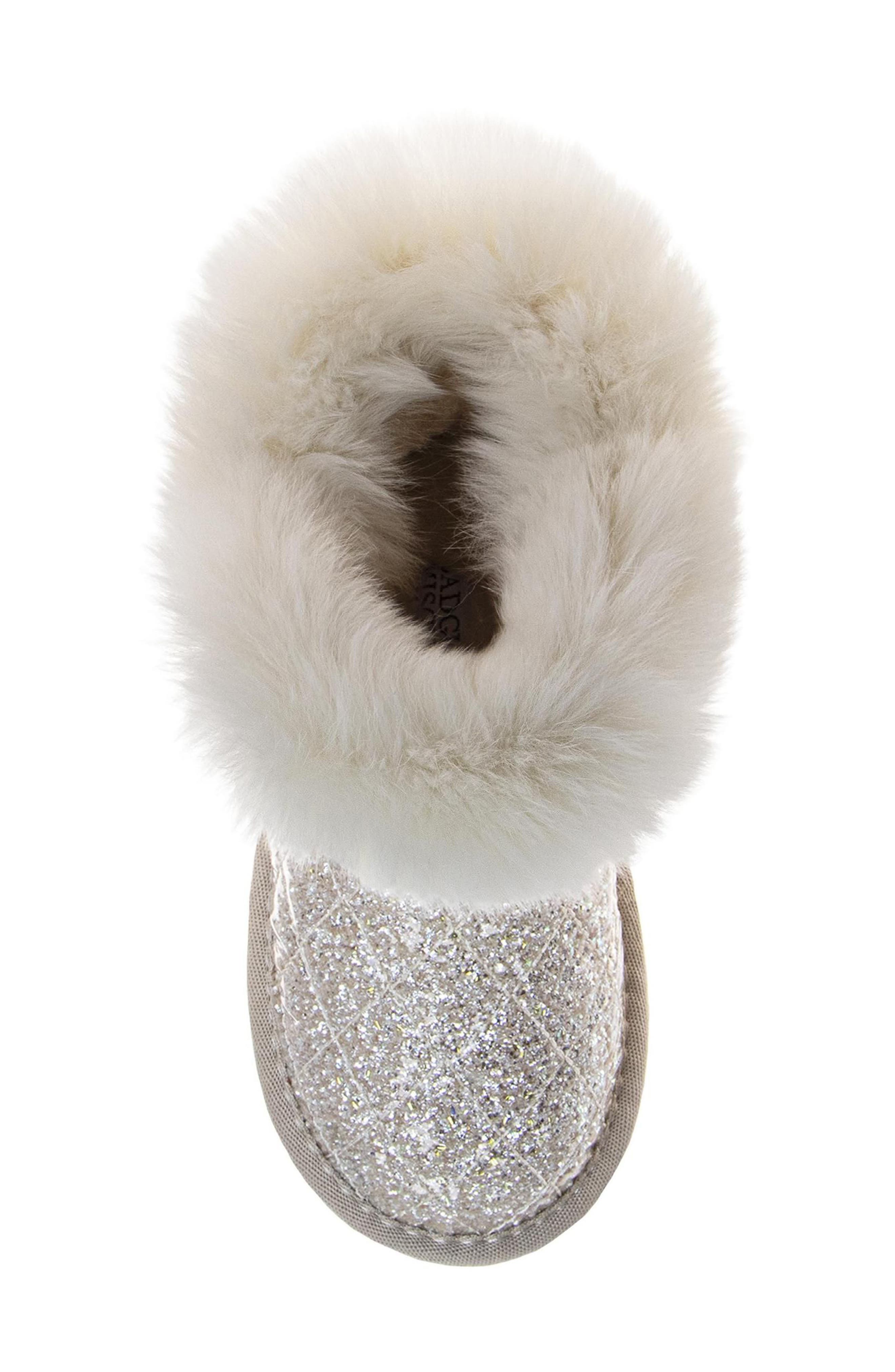 Kids' Cozy Glitter Faux Fur Bootie, Alternate, color, BEIGE