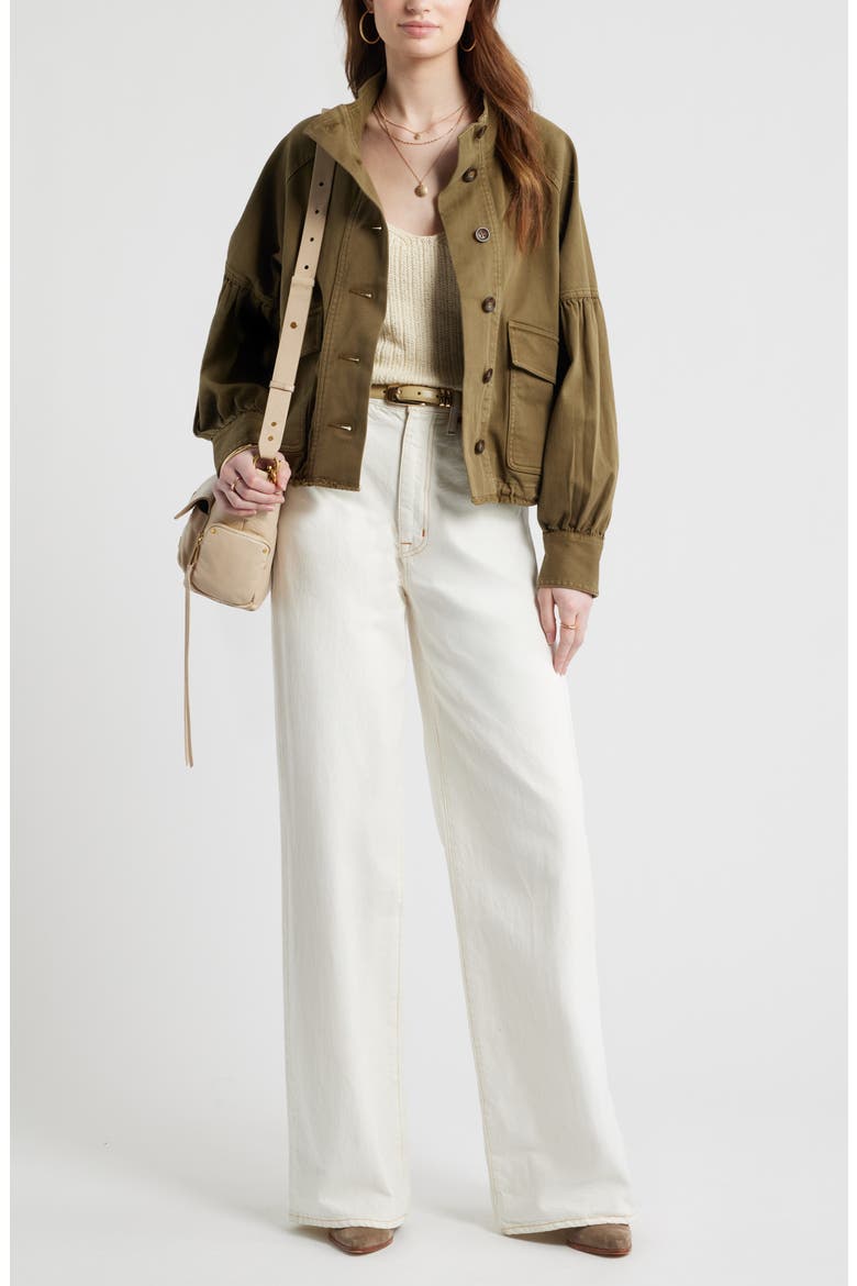 Blouson Twill Utility Jacket, Alternate, color, OLIVE DARK