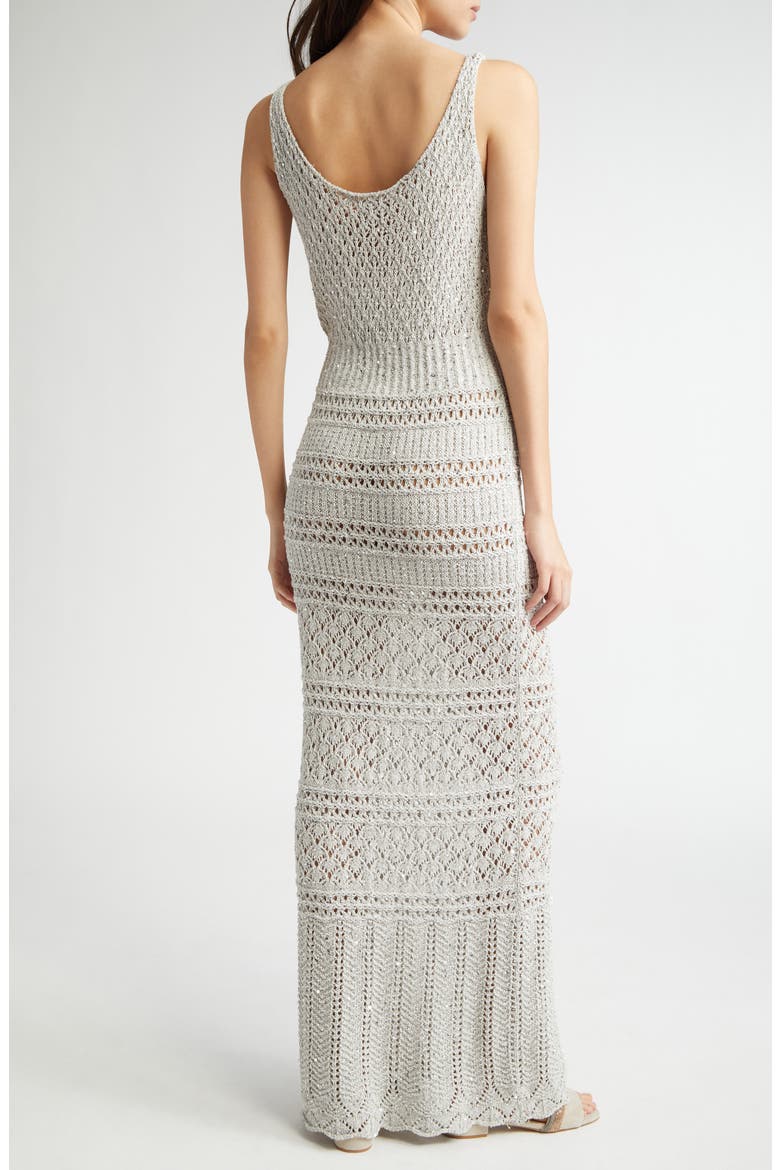 Sequin Sleeveless Crochet Sweater Dress, Alternate, color, PEARL GREY