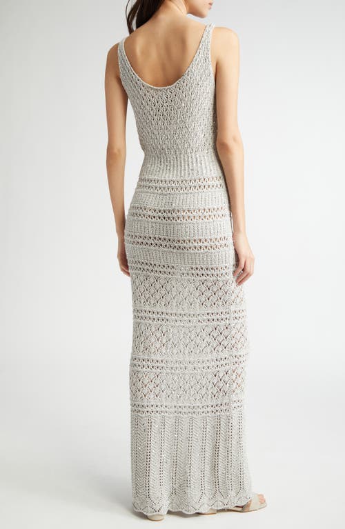 Eleventy Sequin Sleeveless Crochet Sweater Dress In Pearl Grey