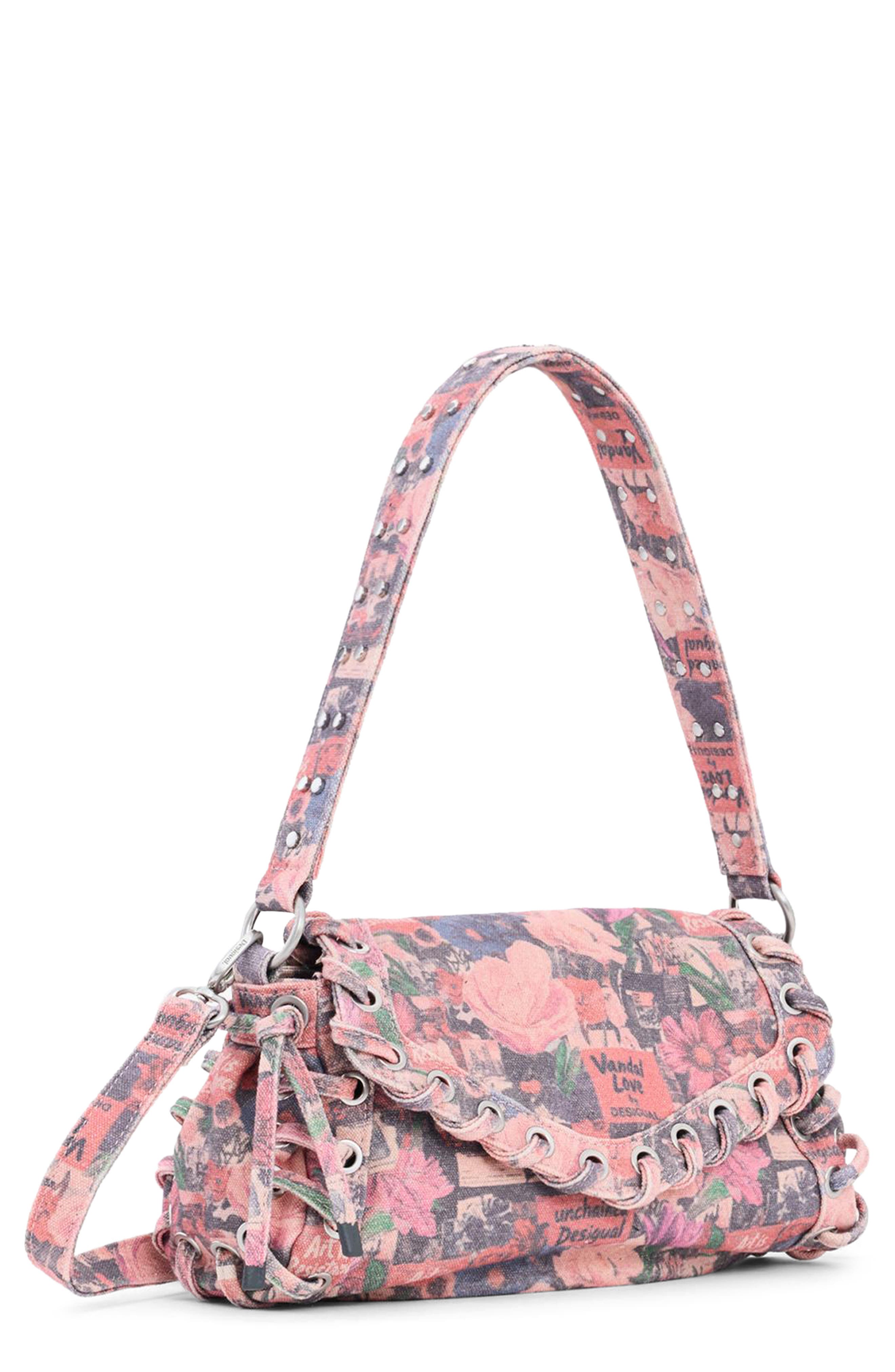 Desigual Collage Denim Crossbody Bag, Main, color, Multi
