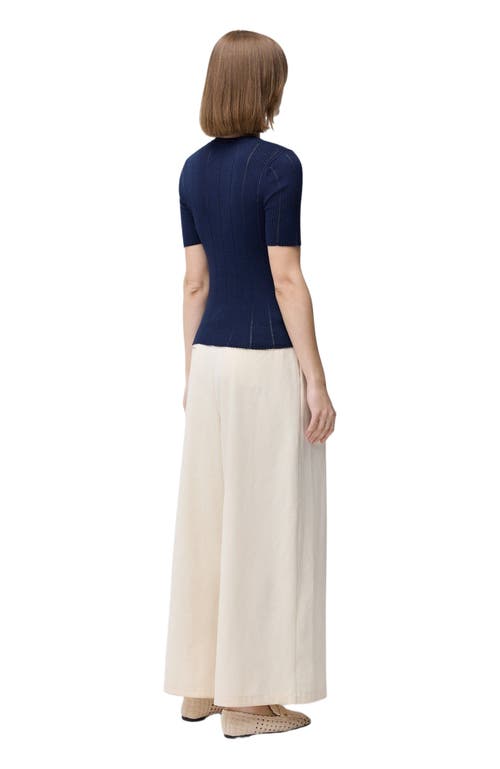 Gobi Mongolian Cashmere Ajour-knit Cashmere Silk Top Yellow In Blue