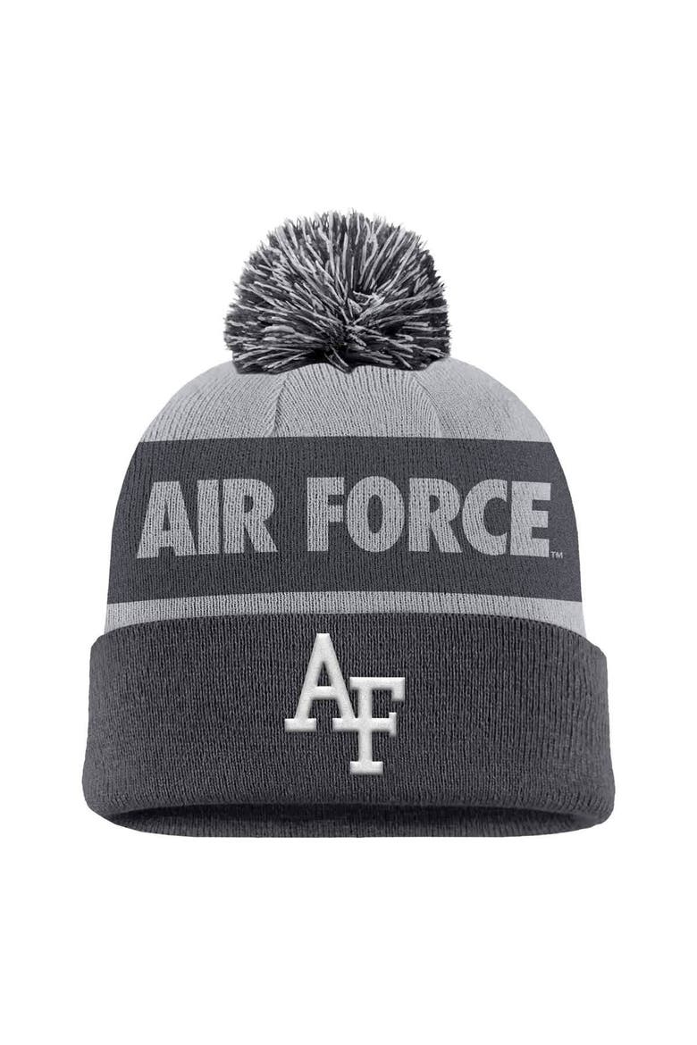 Men's Nike Charcoal Air Force Falcons Rivalry Shield Cuffed Knit Hat with Pom, Main, color, Charcoal