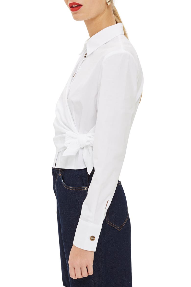 Poplin Wrap Shirt, Alternate, color, WHITE