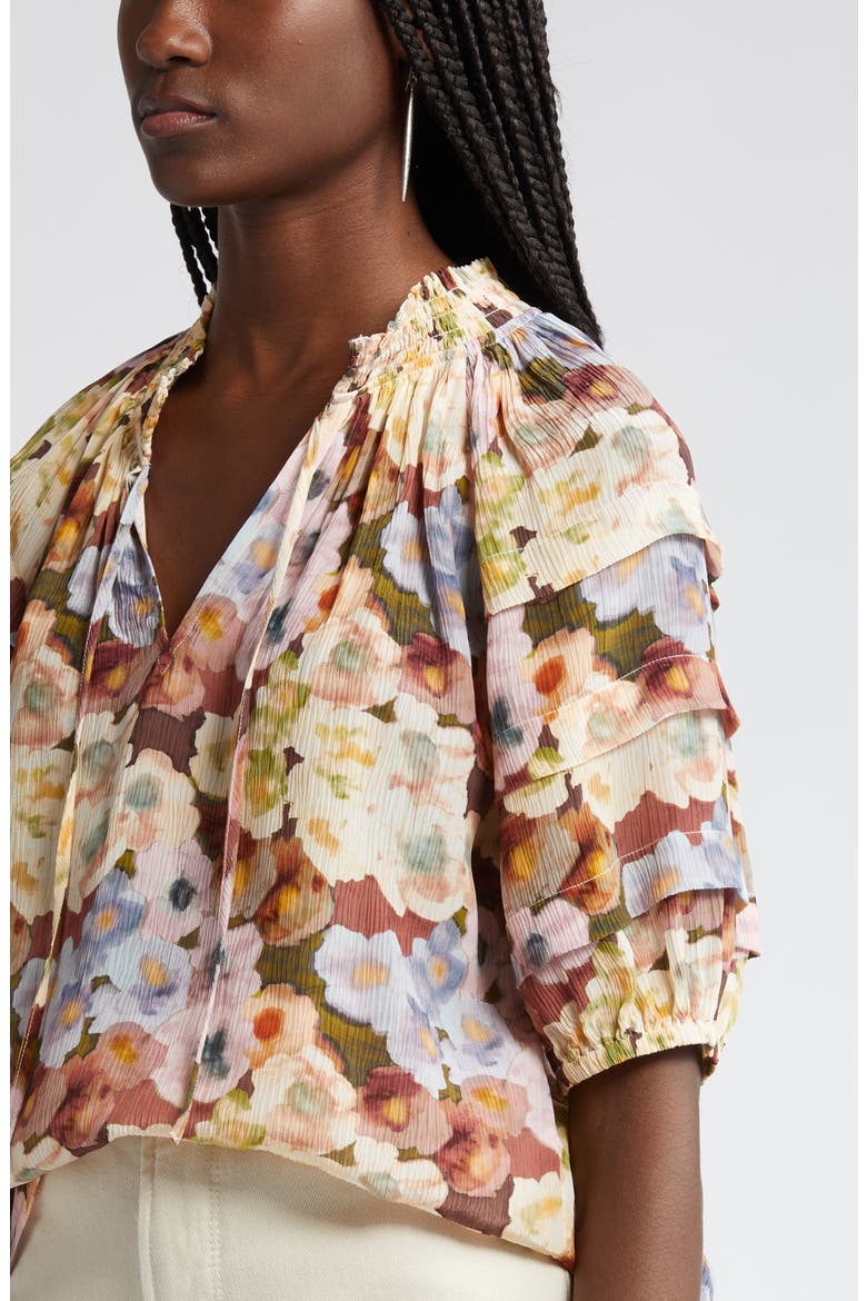 Paris Floral Split Neck Top, Alternate, color, PAINTED FLORAL