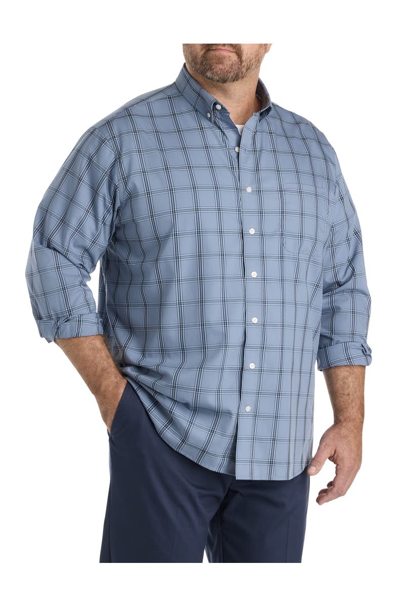 Oak Hill by DXL Big & Tall Large Plaid Sport Shirt V3, Main, color, Blue