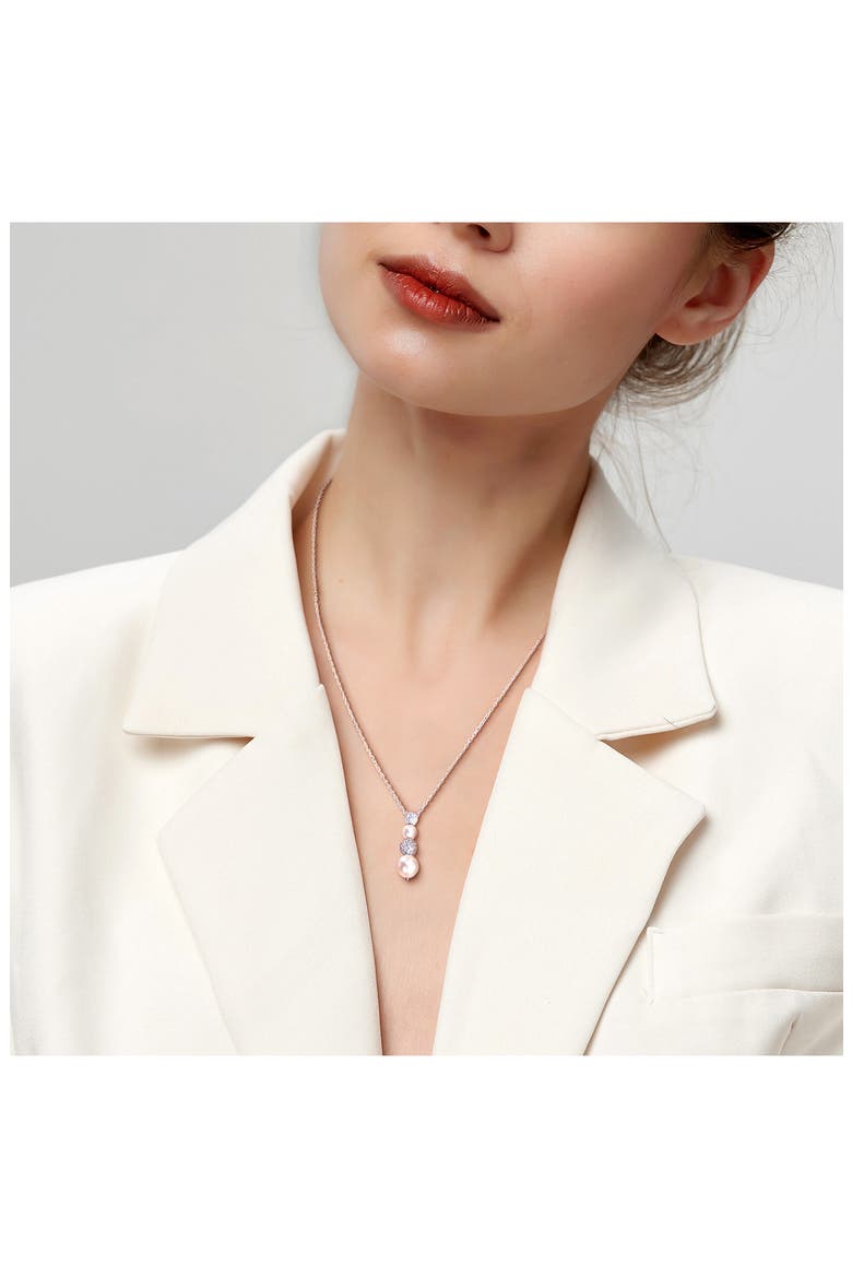 8.8.5mm Cultured Freshwater Pearl & White Topaz Drop Necklace - 0.59ct., Alternate, color, WHITE