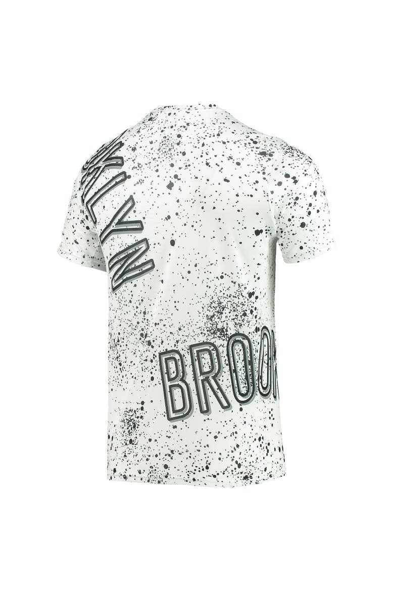 Men's FISLL White Brooklyn Nets Gold Foil Splatter Print T-Shirt, Alternate, color, White