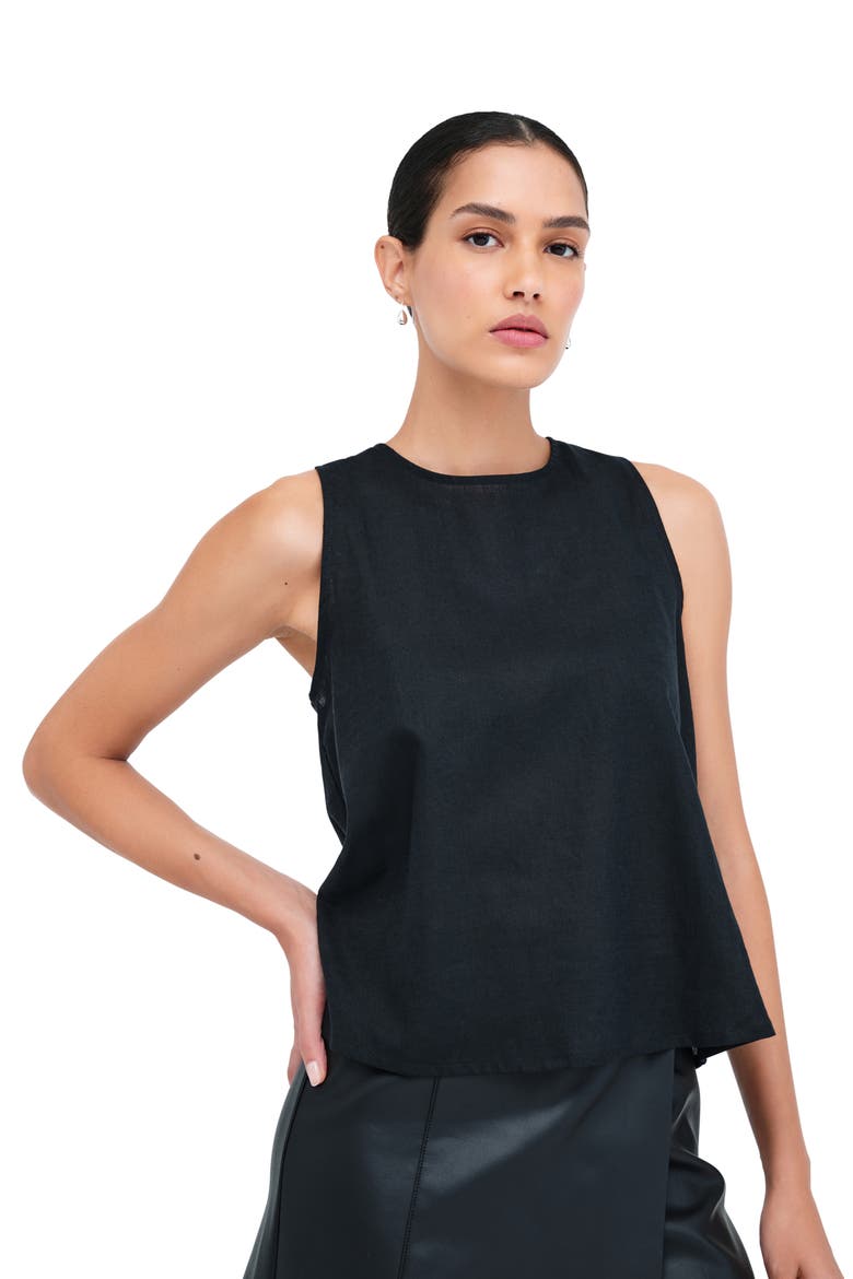 Mckinley Sleeveless Linen & Cotton Top, Alternate, color, BLACK