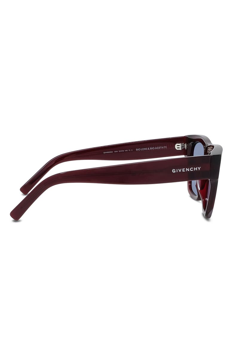 Givenchy 52mm Polarized Square Sunglasses, Alternate, color, Shiny Bordeaux / Blue