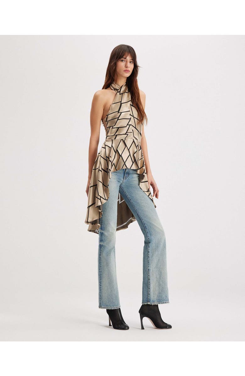 THEO The Label Theia Retro Burnout Hi-Low Halter Top, Alternate, color, Sand