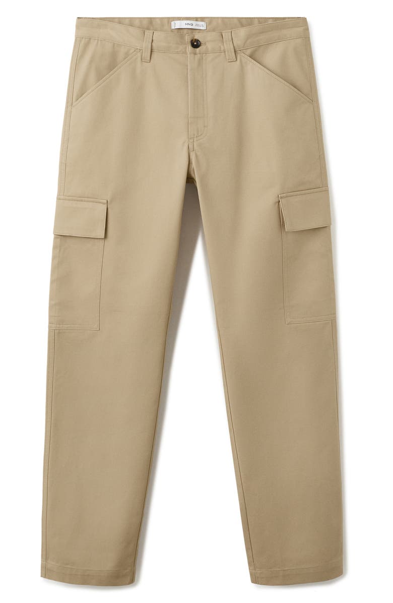 MANGO Regular Fit Cotton Cargo Pants, Alternate, color, Beige
