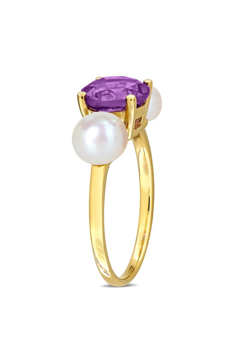 Julianna B. Cultured Pearl & Amethyst 3-Stone Ring 10k, Alternate, color, Amethyst