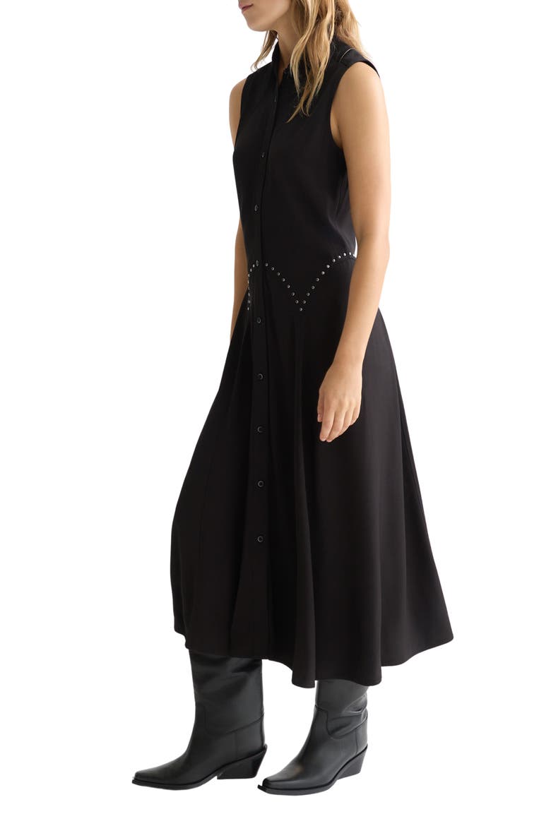Stud Accent Sleeveless Midi Shirtdress, Alternate, color, METEORITE