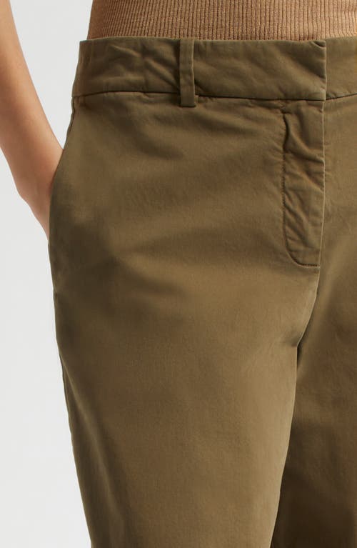 Shop Nili Lotan Nohan Stretch Cotton Ankle Pants In Military Green