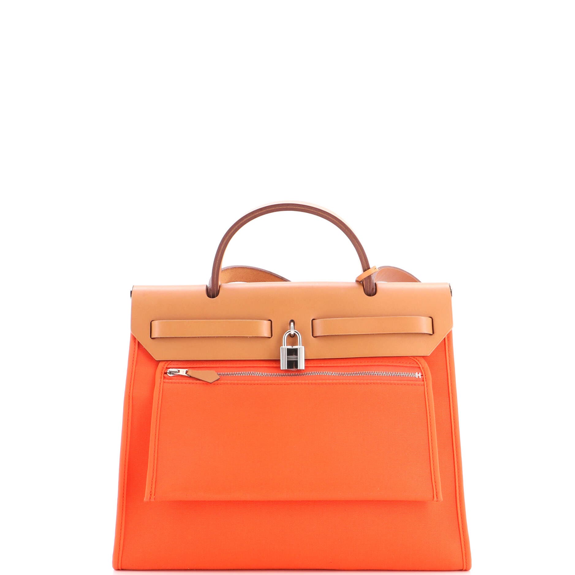 Herbag Zip Leather and Toile 31, Alternate, color, Orange