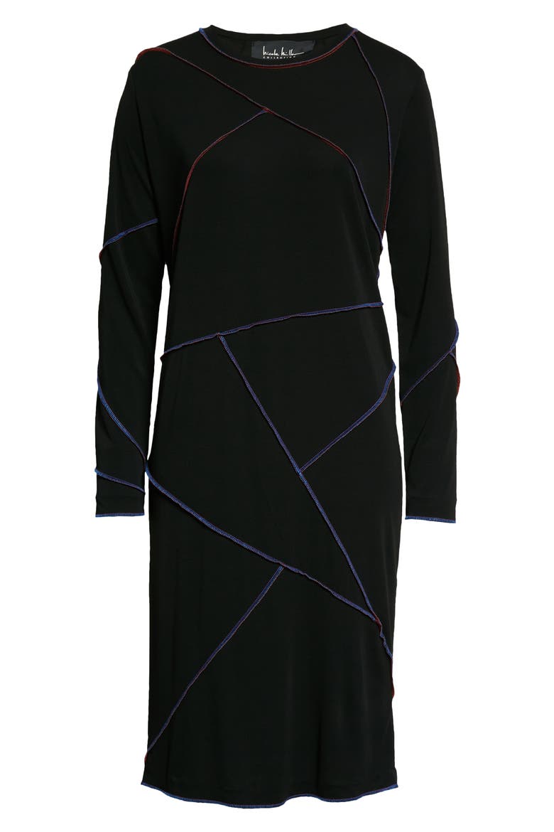 Long Sleeve Matte Jersey Dress, Alternate, color, BLACK