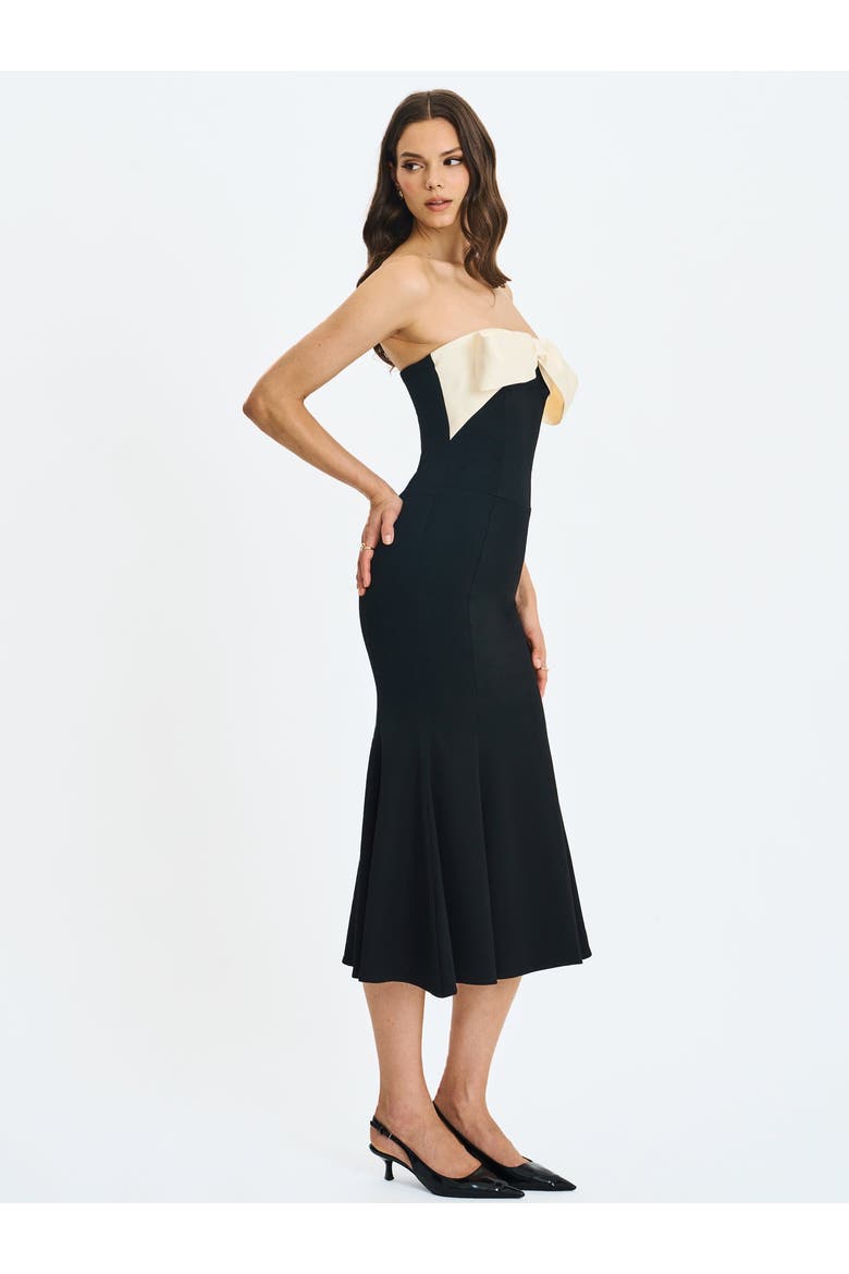 Saige Mermaid Maxi Dress with Bow Bustline, Alternate, color, Black