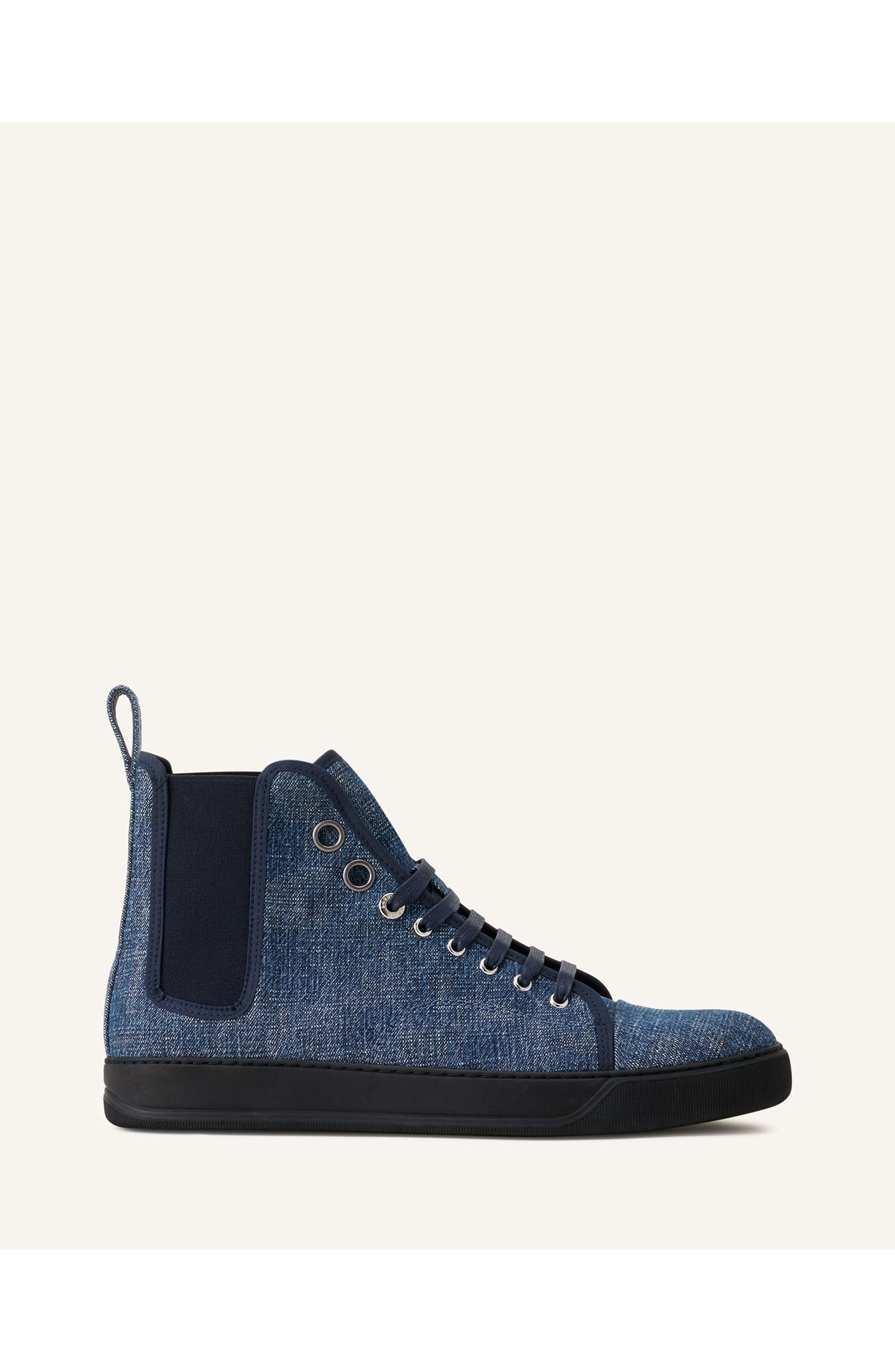 Lanvin Dbb1 High Top Denim Sneakers, Main, color, Blue Denim