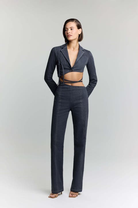 Serendipity Denim Jacket - Cropped Lace-Up Style