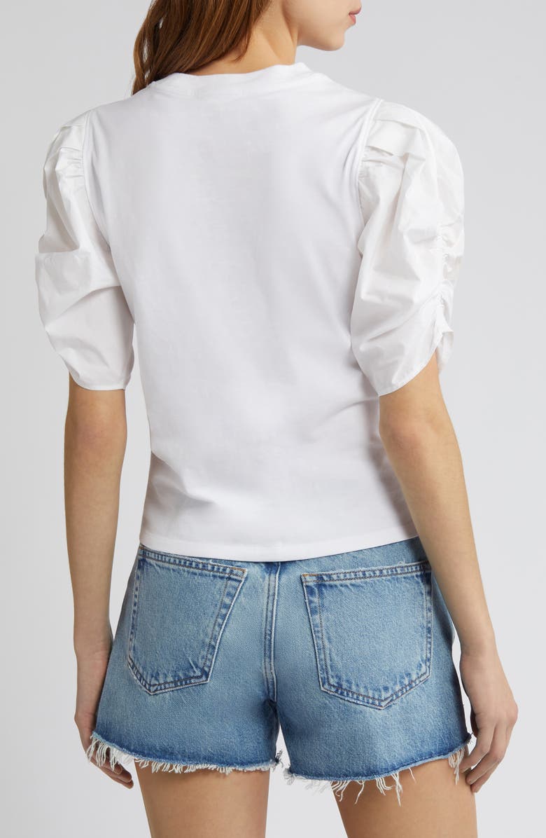 FRAME Ruched Sleeve Organic Cotton T-Shirt, Alternate, color, 