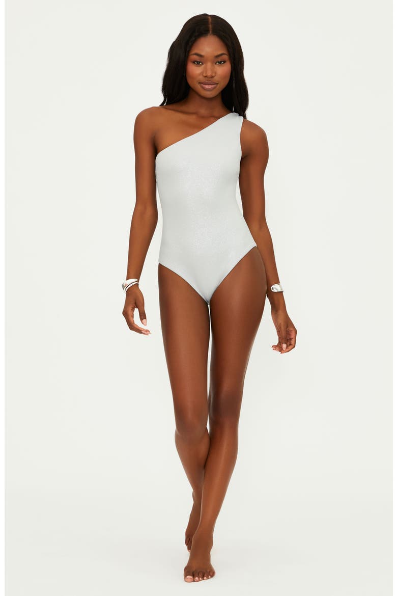 Alba Waffle One-Shoulder One-Piece Swimsuit, Alternate, color, SILVER SHINE