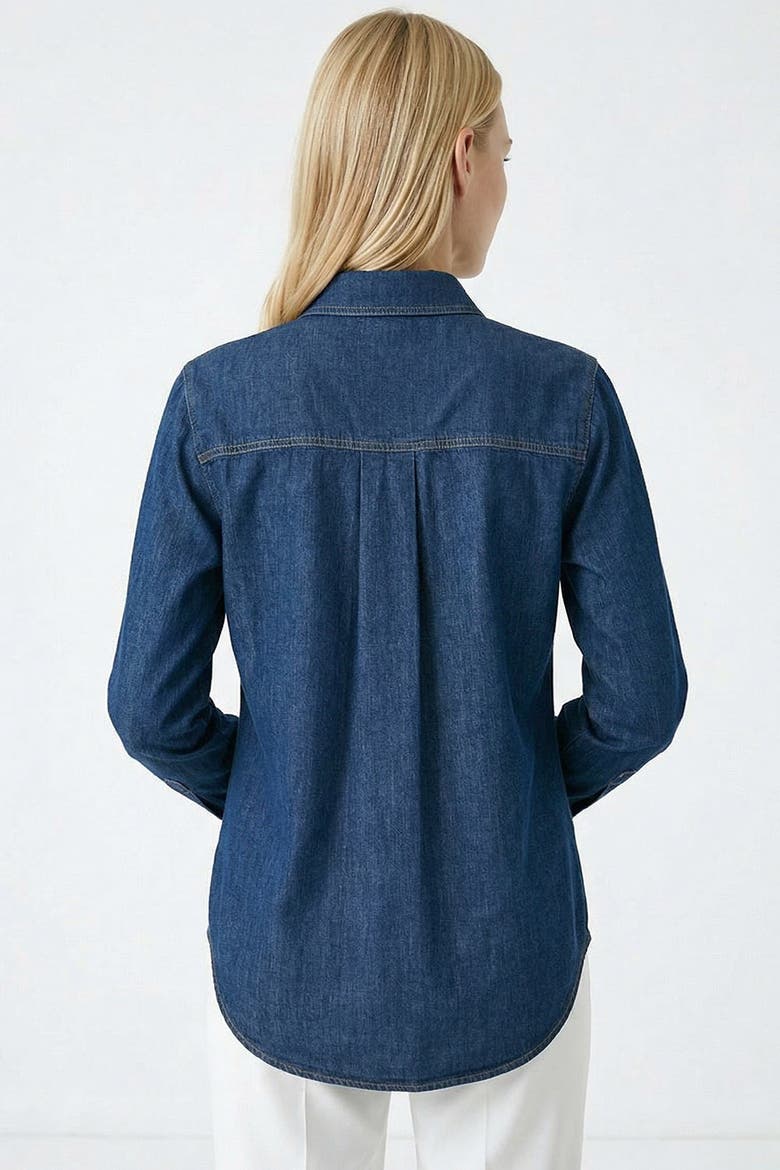 Duwayne Long Sleeve Snap Button Denim Shirt, Alternate, color, Navy