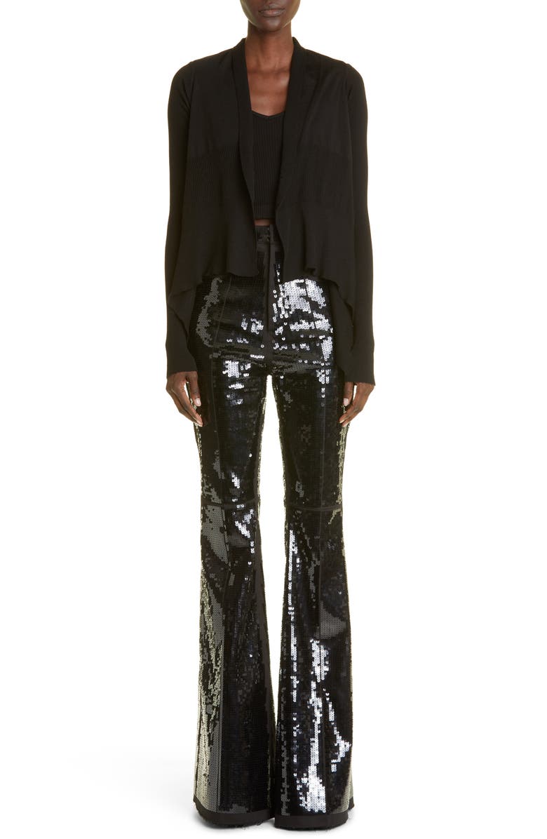 Rick Owens Open Front Waterfall Wool Cardigan, Alternate, color,