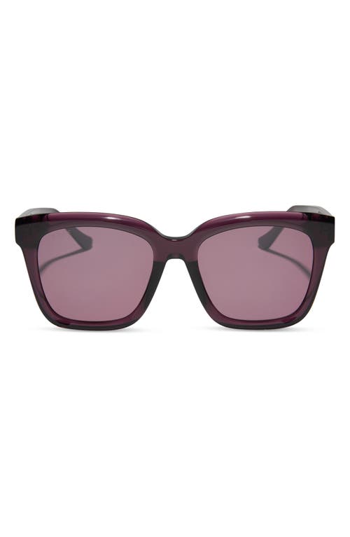 DIFF Meredith 54mm Square Sunglasses in Aubergine With Silver Flash 