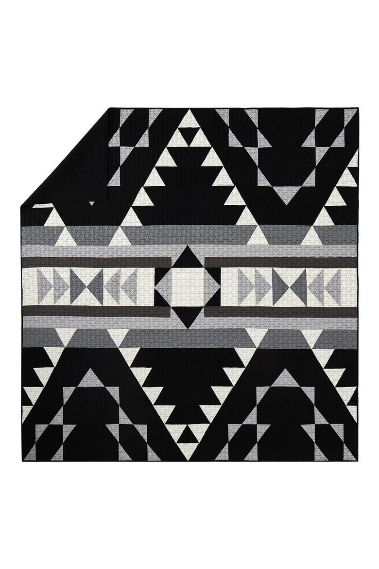 Shadow Peak Cotton Quilt & Sham Set, Main, color, BLACK